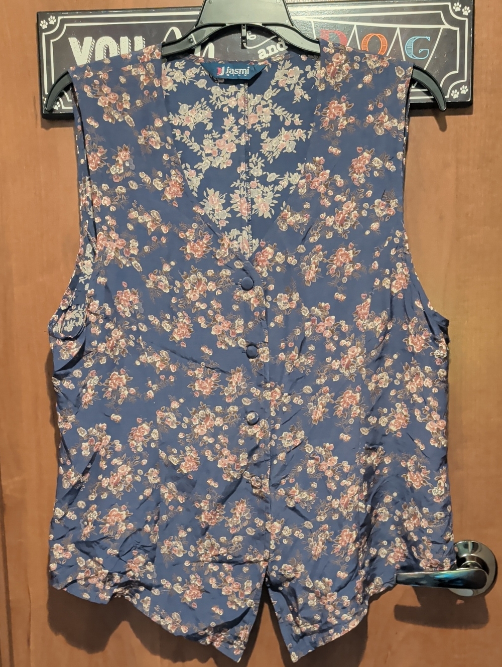 Jasmi Silk Purple Floral Button-Front Sleeveless Blouse